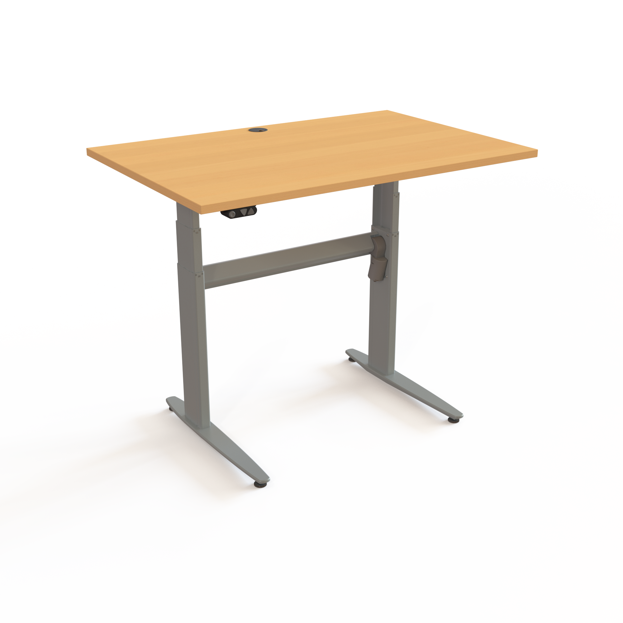 Elektrisch verstelbaar bureau | 120x80 cm | Beuken met zilver frame