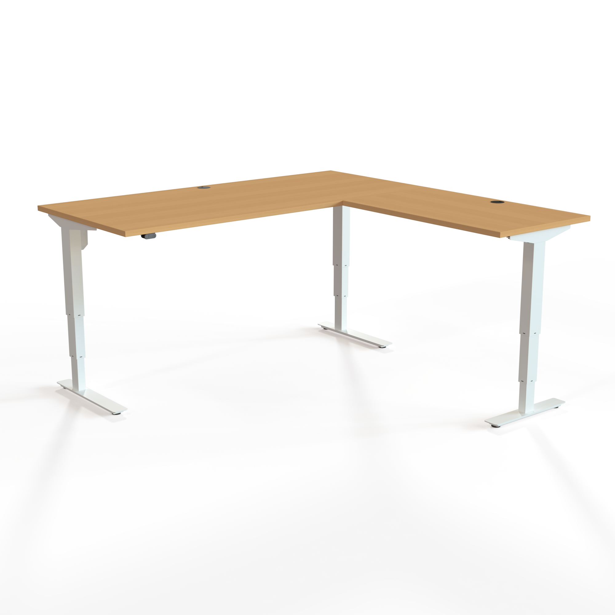 Elektrisch verstelbaar bureau | 180x180 cm | Beuken met wit frame