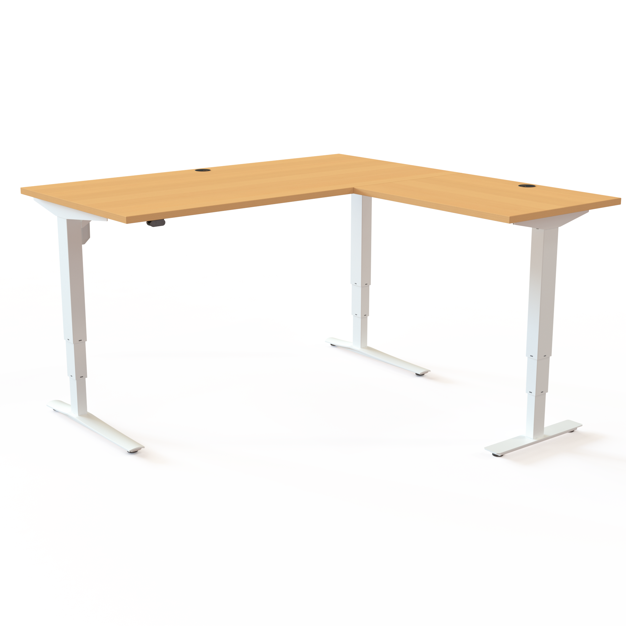 Elektrisch verstelbaar bureau | 160x160 cm | Beuken met wit frame