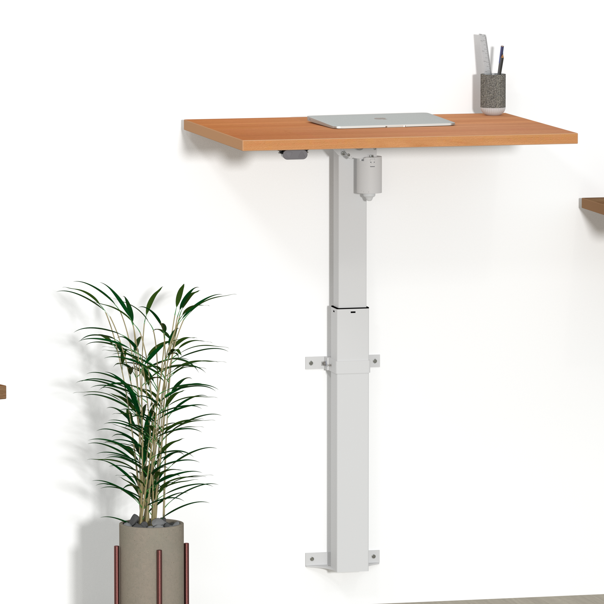 Elektrisch verstelbaar bureau | 80x60 cm | Beuken met wit frame
