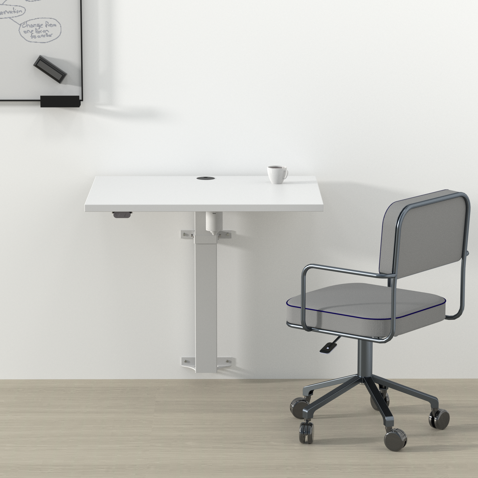 Elektrisch verstelbaar bureau | 80x60 cm | Wit met wit frame