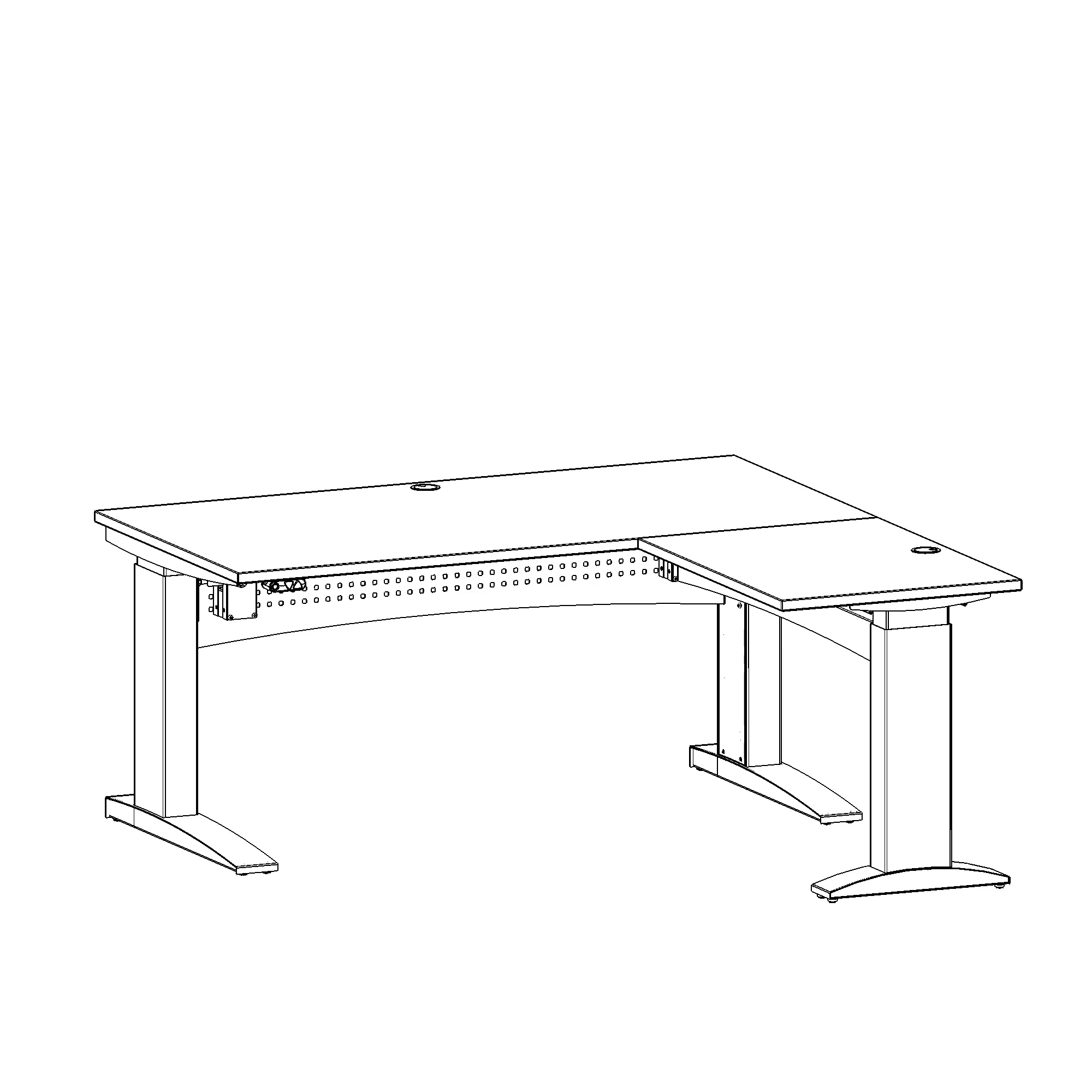 Elektrisch verstelbaar bureau | 160x160 cm | Walnoot met zilver frame