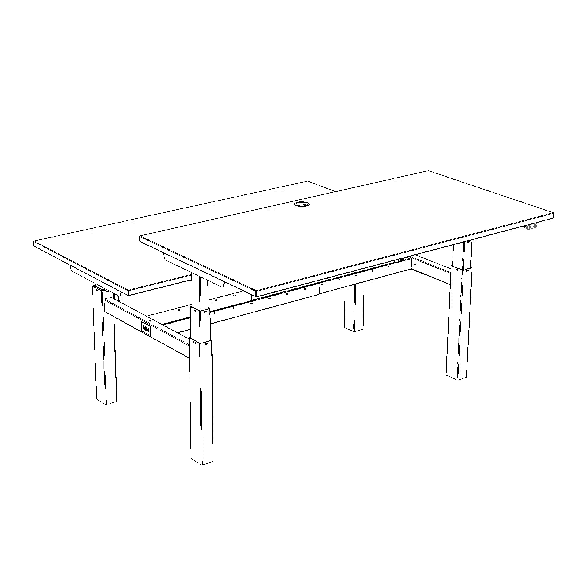 Elektrisch verstelbaar bureau | 160x80 cm | Walnoot met wit frame